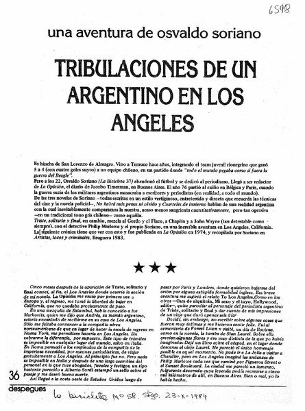 Tribulaciones de un argentino en los Angeles