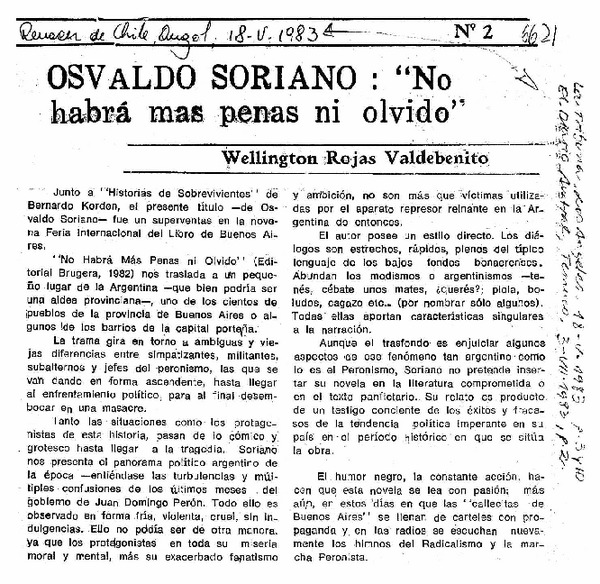 Osvaldo Soriano : "No habrá más penas ni olvido"
