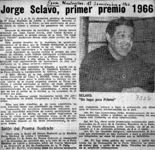 Jorge Sclavo, primer premio 1966.