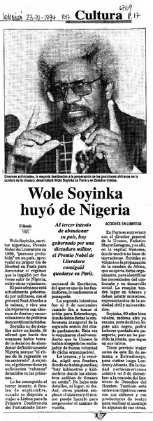 Wole Soyinka huyó de Nigeria