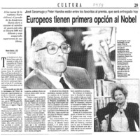 Europeos tienen primera opción al Nobel