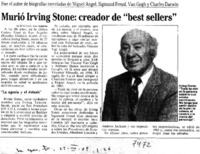 Murió Irving Stone: creador de "best sellers".