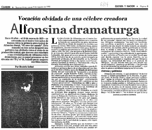 Alfonsina dramaturga vocación olvidada de una de una célebre creadora