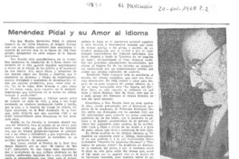 Menéndez Pidal y su amor al idioma