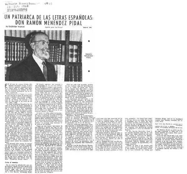 Un patriarca de las letras españolas : Don Ramón Menéndez Pidal