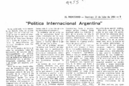 "Política Internacional Argentina" Religiones y magias Indianas de América del Sur