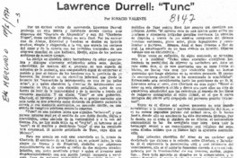 Lawrence Durrell, "Tunc"