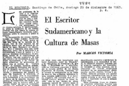 El Escritor Sudamericano y la cultura de masas