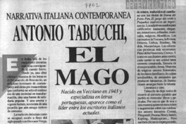 Narrativa italiana contemporánea Antonio Tabucchi, el mago