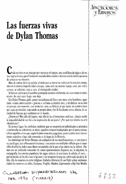Las fuerzas vivas de Dylan Thomas.