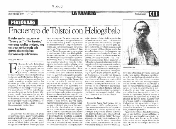 Encuentro de Tolstoi con heliogábalo