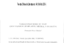 Variaciones sobre el viaje (dos viajeros ejemplares: Mistral y Oyarzún)