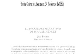 El programa narrativo de Miguel Méndez