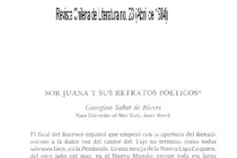 Sor Juana y sus retratos poéticos