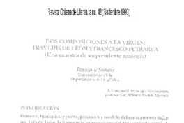 Dos composiciones a la virgen Fray Luis de León y Francisco Petrarca