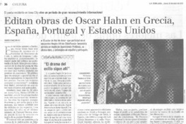 Editan obras de Oscar Hahn en Grecia, España, Portugal y Estados Unidos