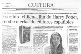 Escritora chilena, fan de Harry Potter, recibe ofertas de editores españoles