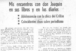 Mis encuentros con don Joaquín en sus libros y en sus diarios