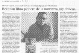 Reeditan libro pionero de la narrativa gay chilena