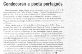 Condecoran a poeta portugués