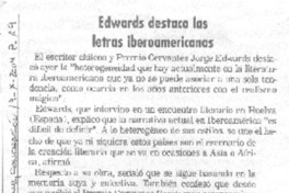 Edwards destaca las letras iberoamericanas