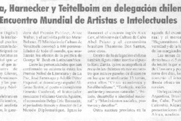 Parra, Harnecker y Teitelboim en delegación chilena a Encuentro Mundial de Artistas e Intelectuales