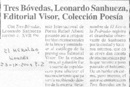 Tres Bóvedas, Leonardo Sanhueza, Editorial Visor, Colección Poesía