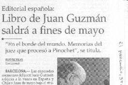 Libro de Juan Guzmán saldrá a fines de mayo