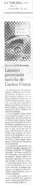 Lanzan premiada novela de Carlos Franz
