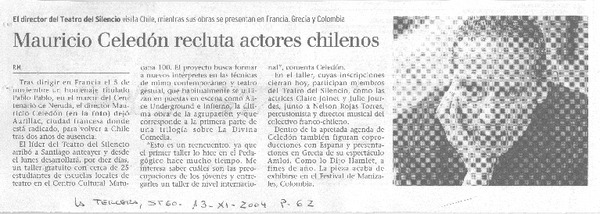 Mauricio Celedón recluta actores chilenos