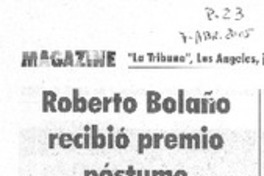 Roberto Bolaño recibió premio póstumo