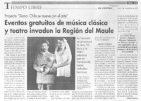 Eventos gratuitos de música clásica y teatro invaden la Región del Maule