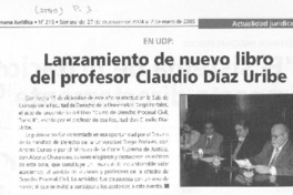 Lanzamiento de nuevo libro del profesor Claudio Díaz Uribe