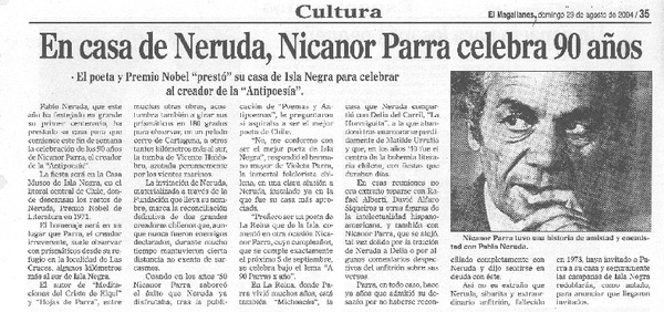 En Casa de Neruda, Nicanor Parra celebra 90 años