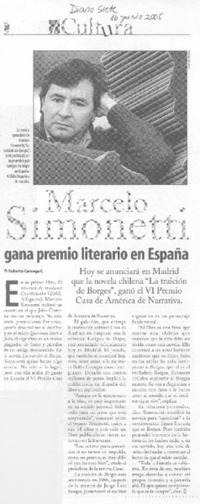 Marcelo Simonett gana premio literario en España