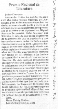 Premio Nacional de Literatura Premio Nacional de Literatura