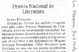 Premio Nacional de Literatura Premio Nacional de Literatura