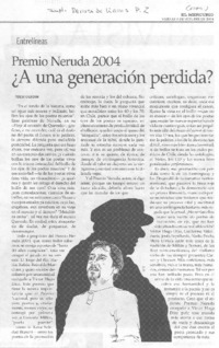 Premio Neruda 2004 ¿a una generación perdida?