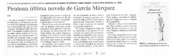 Piratean última novela de García Márquez
