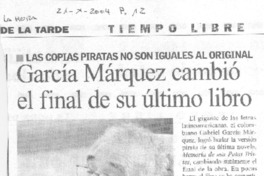 García Márquez cambió el final de su último libro