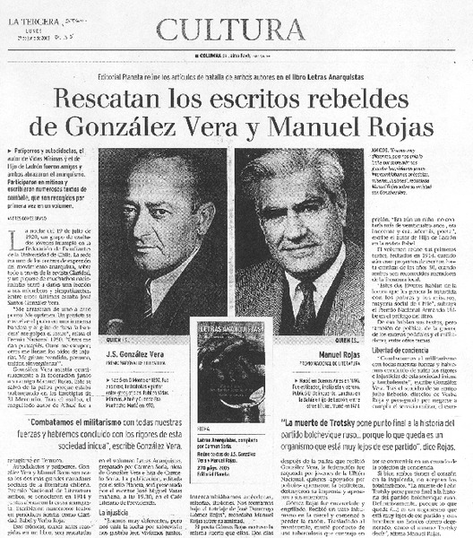 Rescatan los escritos rebeldes de González Vera y Manuel Rojas