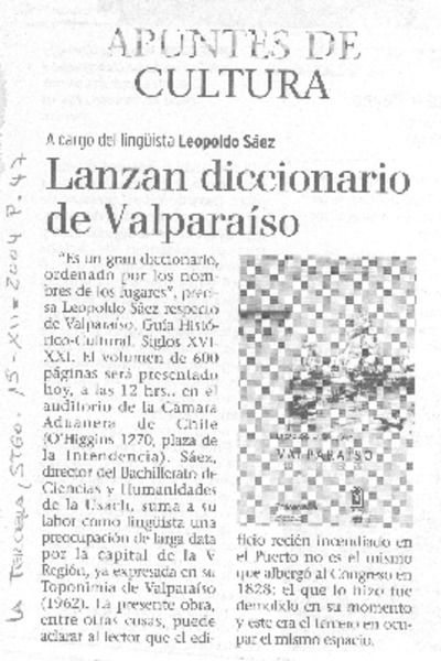 Lanzan diccionario de Valparaíso