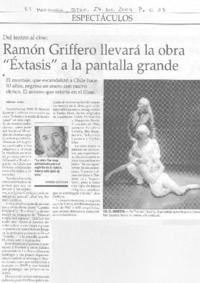 Ramón Griffero llevará la obra "Éxtasis" a la pantalla grande