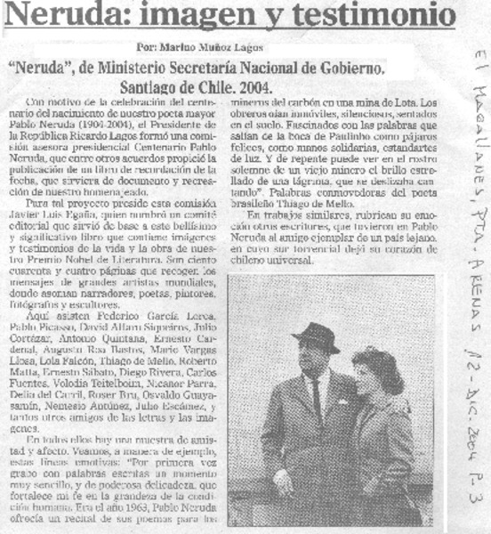 Neruda, imagen y testimonio