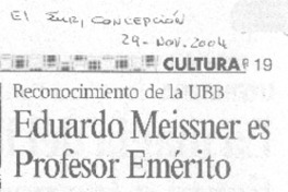 Eduardo Meissner es Profesor Emérito