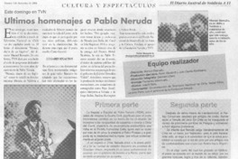 Ultimos homenajes a Pablo Neruda