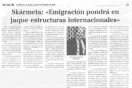 Skármeta: "Emigración pondrá en jaque estructuras internacionales"