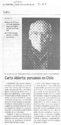 Carta abierta: peruanos en Chile