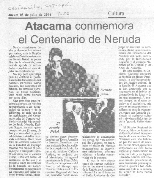 Atacama conmemora el centenario de Neruda