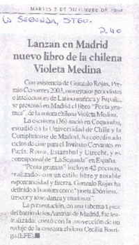 Lanzan en Madrid nuevo libro de la chilena Violeta Medina